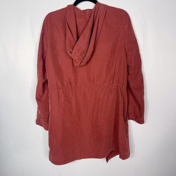 H&M Divided Womens 6 Brick Orange Lightweight Utility Jacket Drape 3/4 Sleeve - Picture 2 of 10
